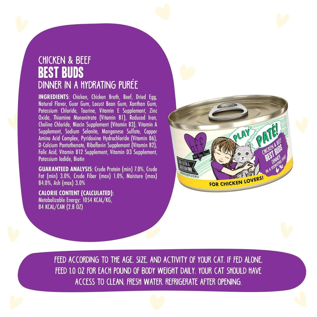 BFF Cat Play Chicken and Beef Best Buds Dinner 2.8oz.(Case of 12) - Pet Store X