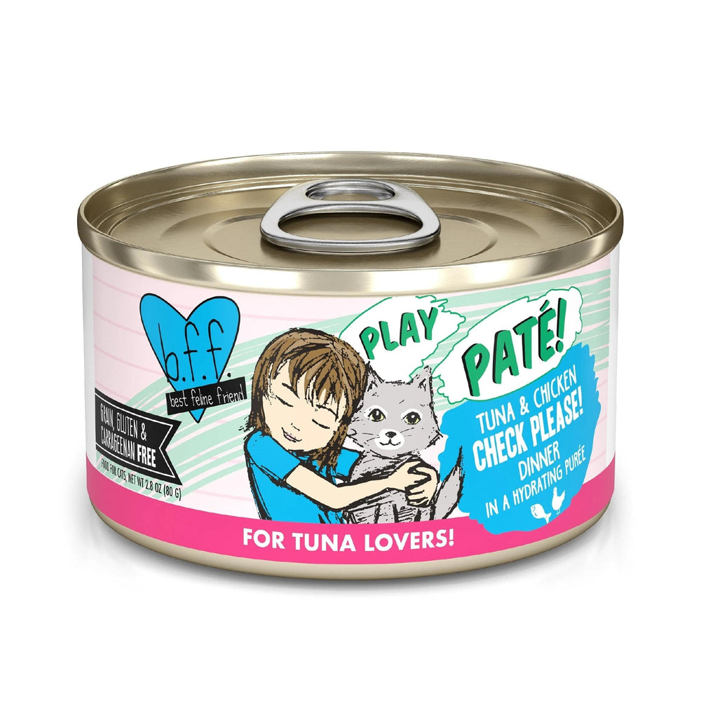 BFF Cat Play Tuna and Chicken Check Please! Dinner 28oz(Case of 12) for your Pet Cat with Pet Store X!