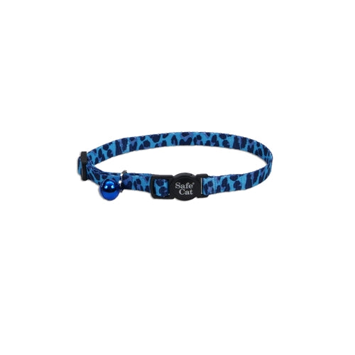 Coastal Safe Cat Fashion Adjustable Breakaway Collar Blue Leopard 3/8X12In - Pet Store X