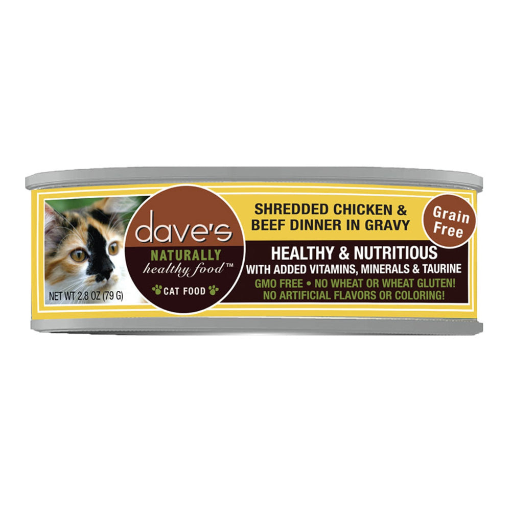 Dave's Cat Grain Free Shredded Chicken N Beef 2.8oz. (Case of 24) - Pet Store X