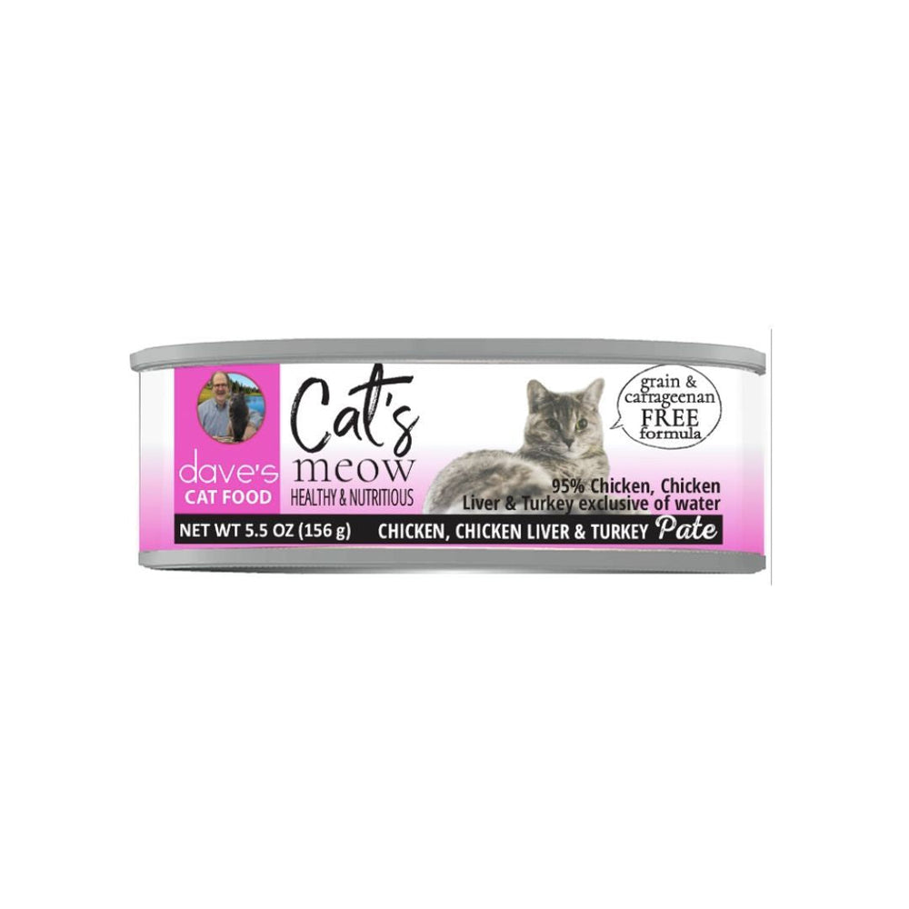 Dave's Pet Food Cat Grain Free Naturally Healthy 95% Chicken Turkey 55oz (Case of 24) for your Pet Cat with Pet Store X!