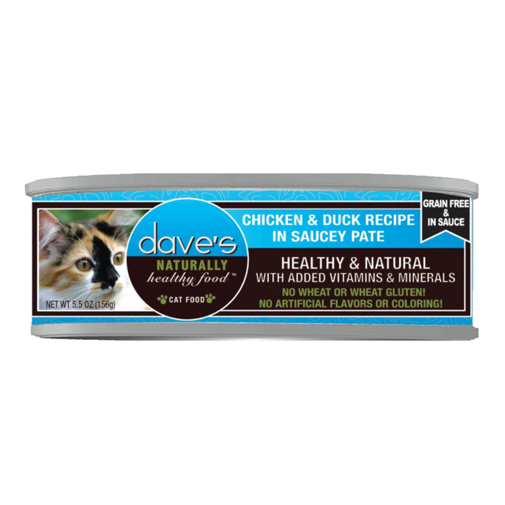 Dave's Pet Food Cat Grain Free Saucey Chicken & Duck 5.5oz. (Case Of 24) - Pet Store X