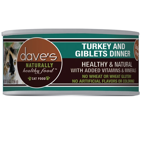 Daves Naturally Healthy Cat Food; Turkey and Giblets Dinner 55oz (Case of 24) for your Pet Cat with Pet Store X!