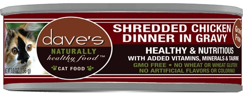 Daves Naturally Healthy Shredded Chicken In Gravy 5.5oz. (Case of 24) - Pet Store X