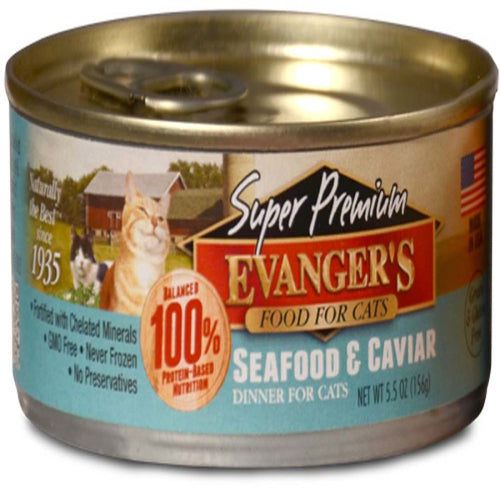 Evanger's Super Premium Wet Cat Food Seafood & Caviar 24ea/55 oz, 24 pk for your Pet Cat with Pet Store X!