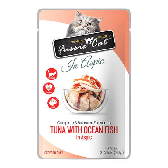 **Fussie Cat Premium Tuna with Oceanfish in Aspic 2.47oz. Pouch (Case of 12) - Pet Store X