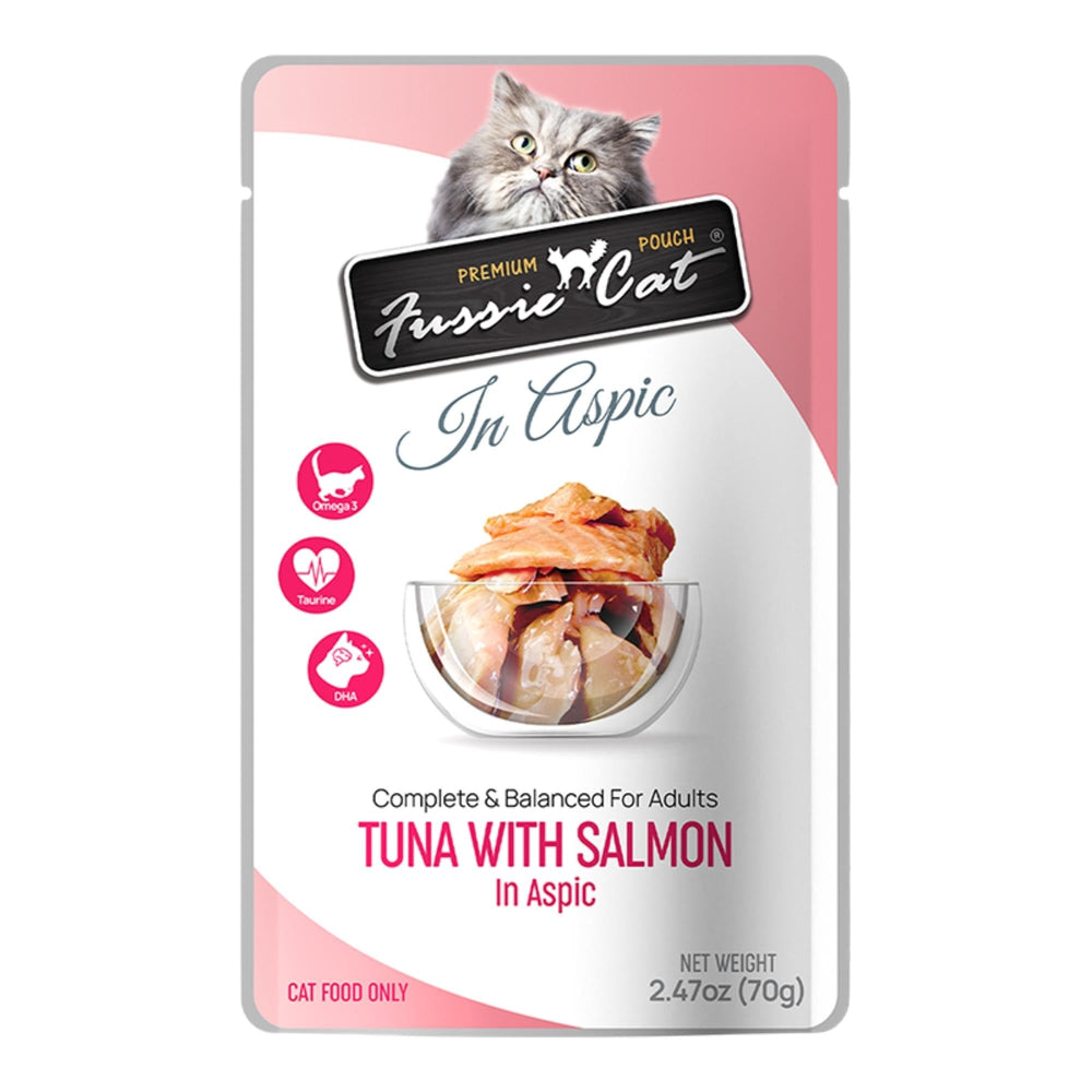 **Fussie Cat Premium Tuna with Salmon in Aspic 2.47oz. Pouch (Case of 12) - Pet Store X