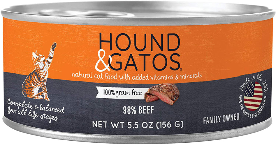 Hound and Gatos Cat Grain Free Beef 55oz (Case of 24) for your Pet Cat with Pet Store X!