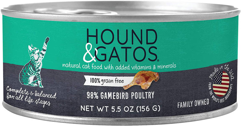 Hound and Gatos Cat Grain Free Gamebird Poultry 55 oz (Case of 24) for your Pet Cat with Pet Store X!