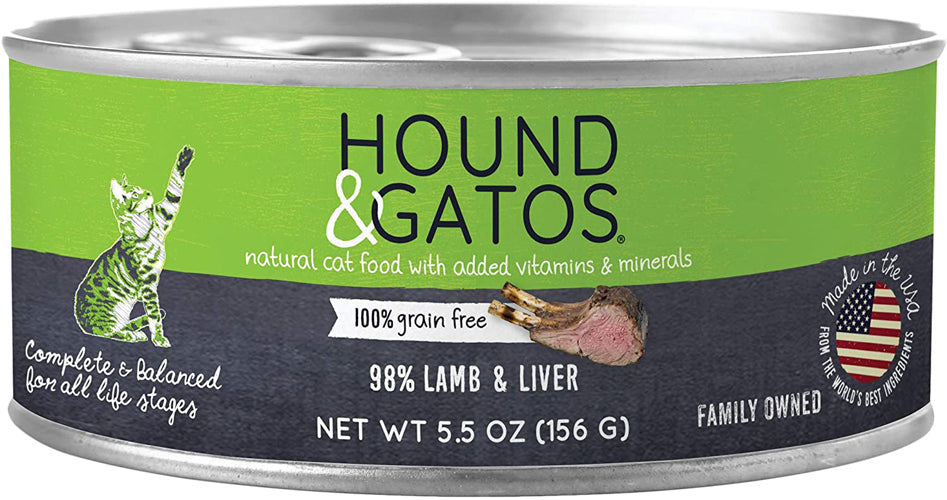 Hound and Gatos Cat Grain Free Lamb and Liver 5.5oz. (Case of 24) - Pet Store X