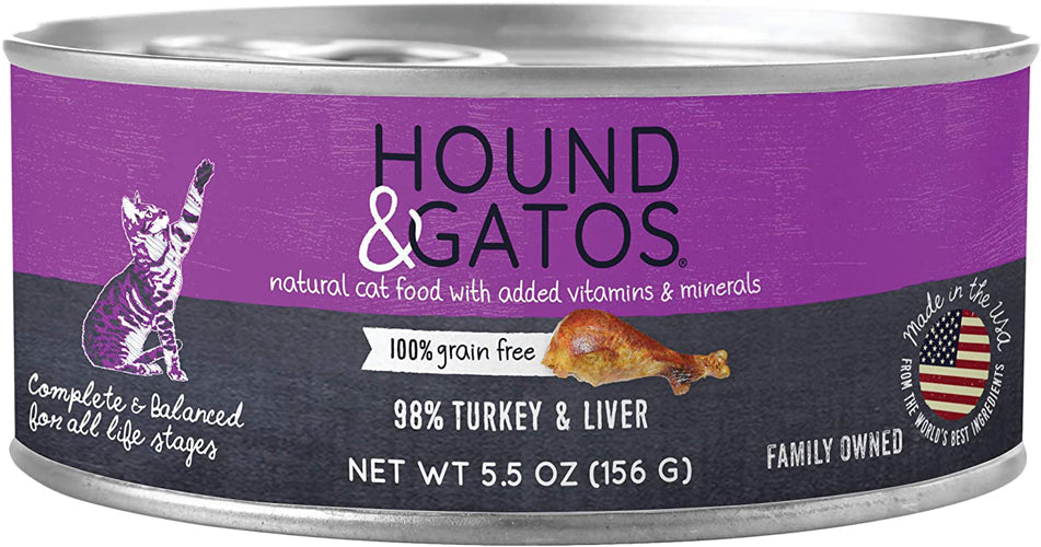 Hound and Gatos Cat Grain Free Turkey and Liver 55oz (Case of 24) for your Pet Cat.