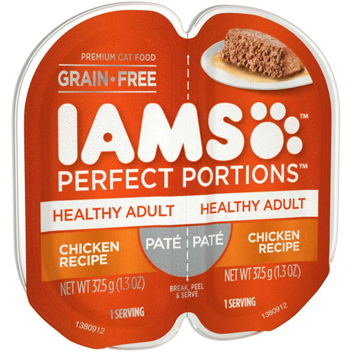 IAMS Perfect Portions Grain Free Healthy Paté Adult Wet Cat Food Chicken 24ea/2.6 oz, 24 pk - Pet Store X