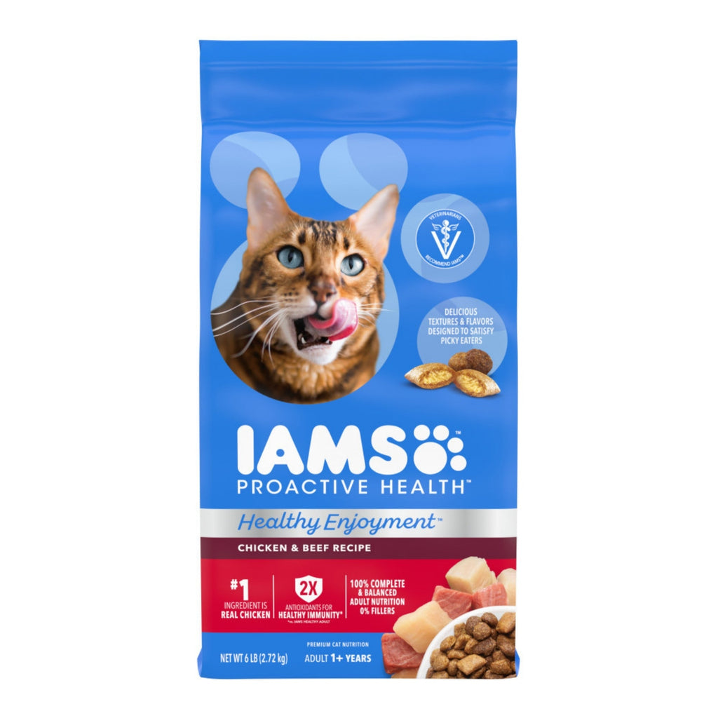 IAMS ProActive Health Healthy Enjoyment Dry Cat Food Chicken & Beef, 1ea/6 lb for your Pet Cat with Pet Store X!