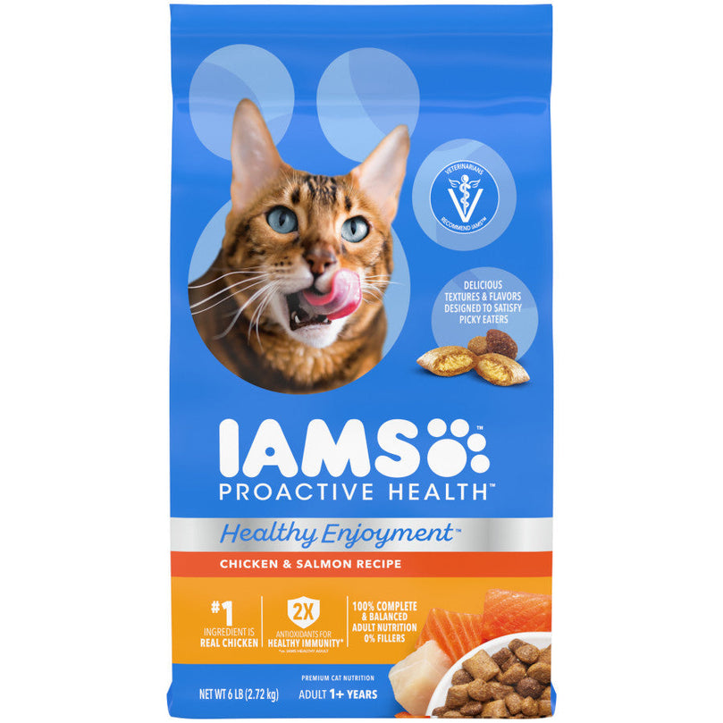 IAMS ProActive Health Healthy Enjoyment Dry Cat Food Chicken & Salmon 1ea/6 lb for your Pet Cat with Pet Store X!