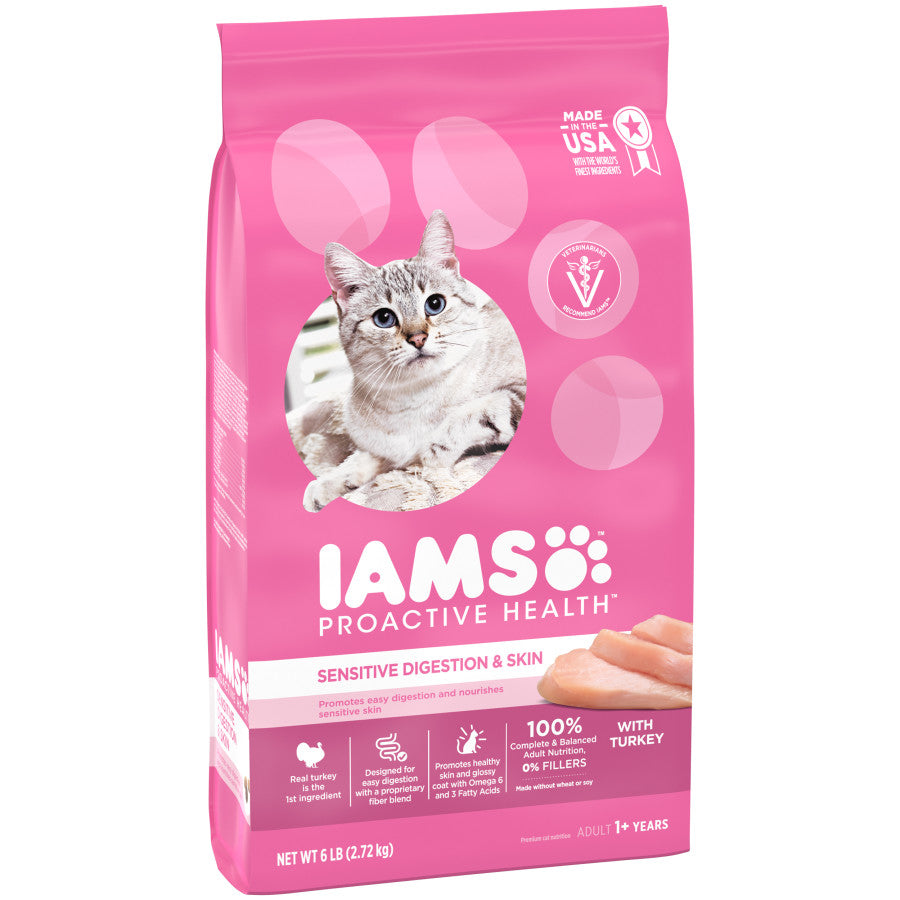 IAMS Proactive Health Sensitive Digestion & Skin Adult Dry Cat Food Turkey 1ea/6 lb - Pet Store X