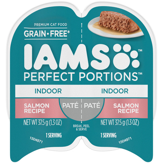 Iams Perfect Portions Indoor Pate Wet Cat Food Salmon 24Ea/26 Oz, 24 Pk for your Pet Cat with Pet Store X!