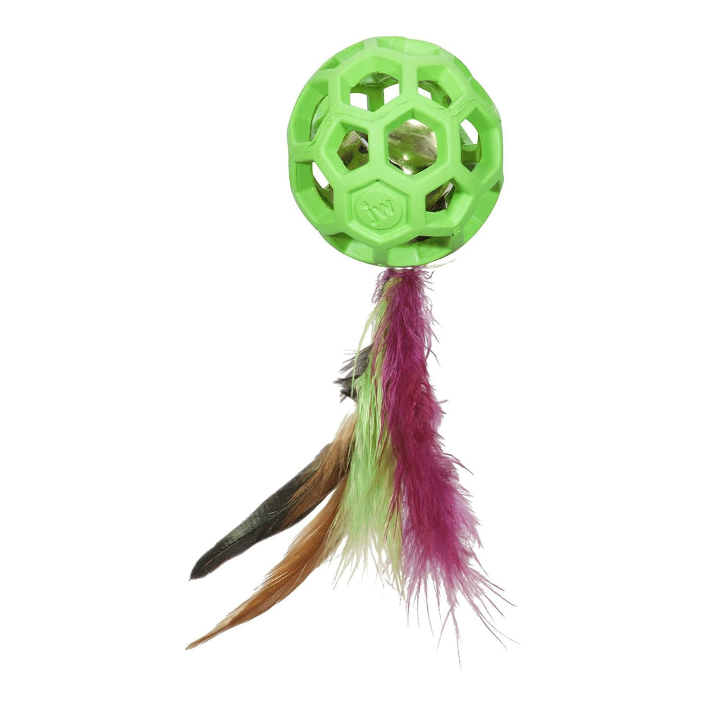 JW Pet Cataction Feather Ball with Bell Cat Toy Green 1ea/One Size - Pet Store X