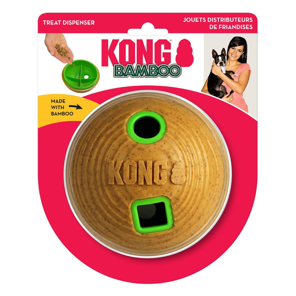 KONG Bamboo Treat Dispenser Ball Dog Toy Tan 1ea/MD, 4.75 in - Pet Store X