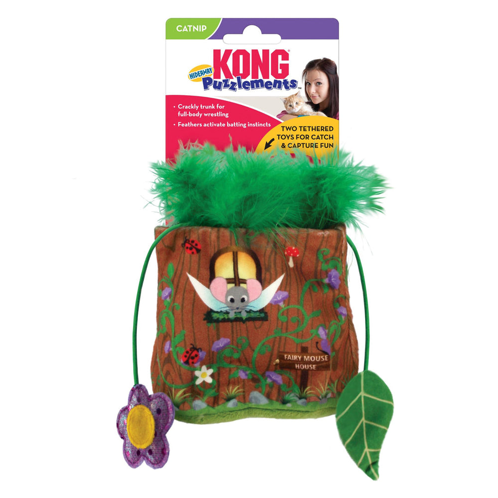 KONG Cat Puzzlements Hideaway Cat Toy Brown/Green 1ea - Pet Store X