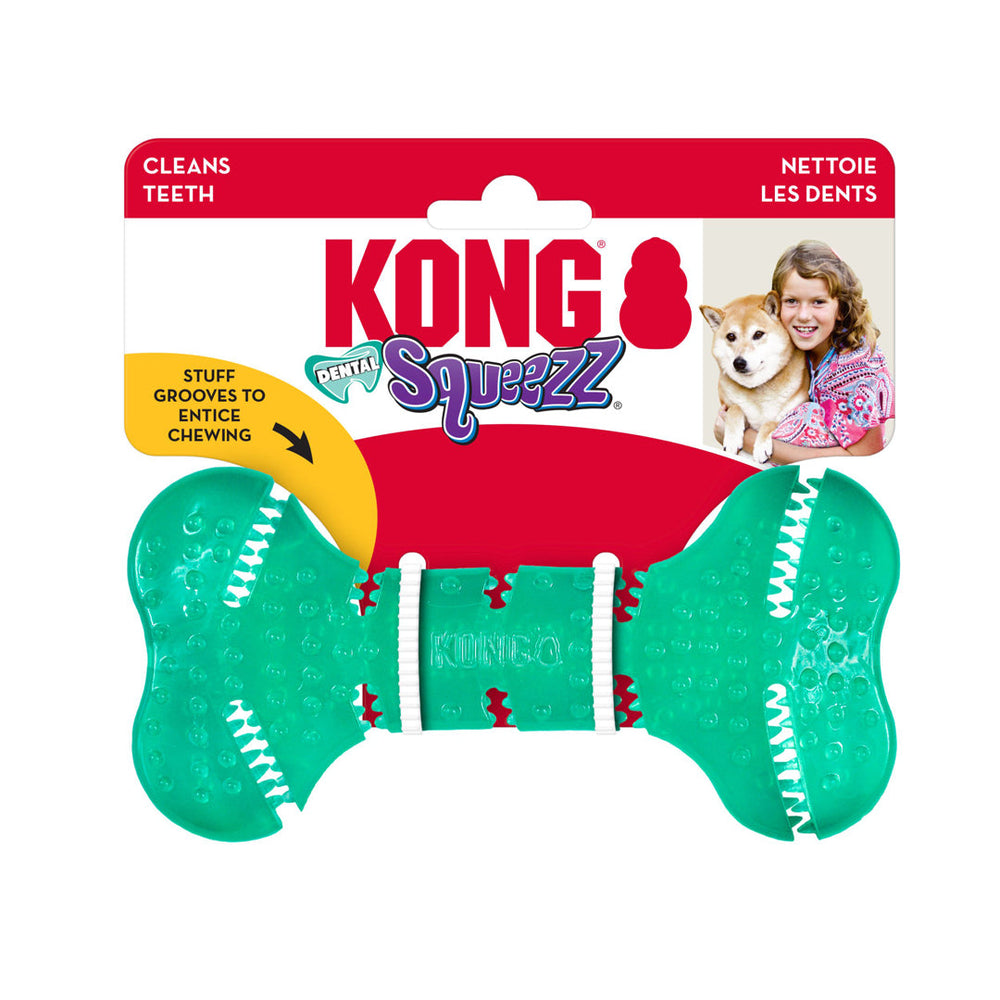 KONG Dental Squeezz Bone Dog Chew Teal 1ea/MD - Pet Store X