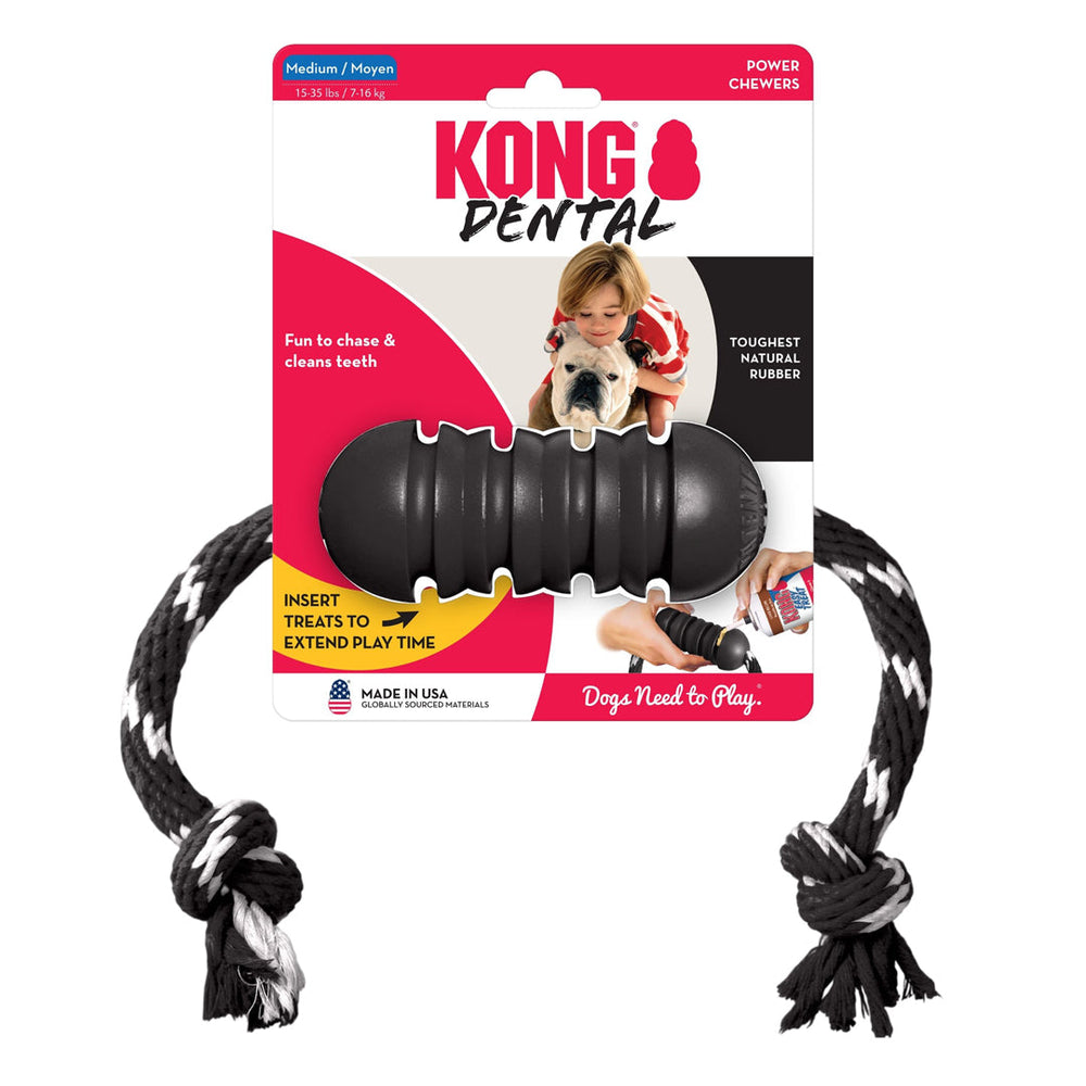 KONG Extreme Dental with Rope Dog Toy Black 1ea/MD - Pet Store X