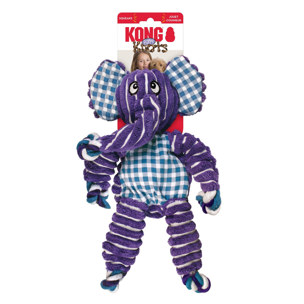 KONG Floppy Knots Elephant Dog Toy Purple 1ea/MD/LG - Pet Store X