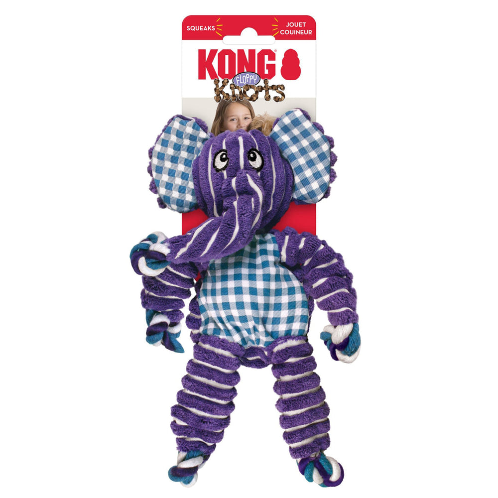 KONG Floppy Knots Elephant Dog Toy Purple 1ea/SM/MD - Pet Store X