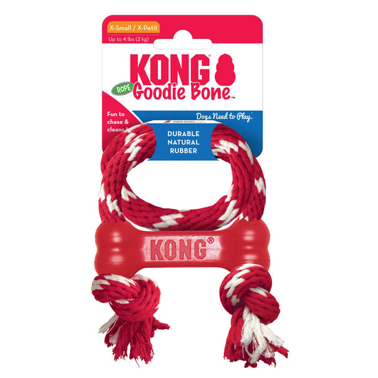 KONG Goodie Bone With Rope Dog Toy Red 1ea/XS - Pet Store X