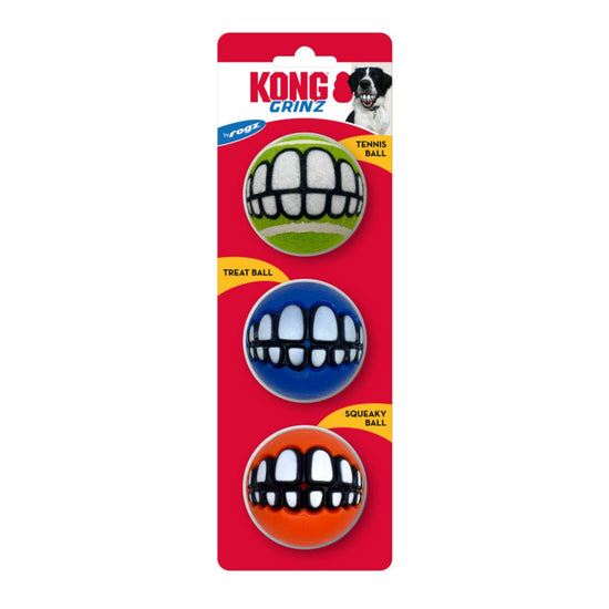 KONG Grinz by Rogz Variety Ball Dog Toys 1ea/MD, 3 pk - Pet Store X