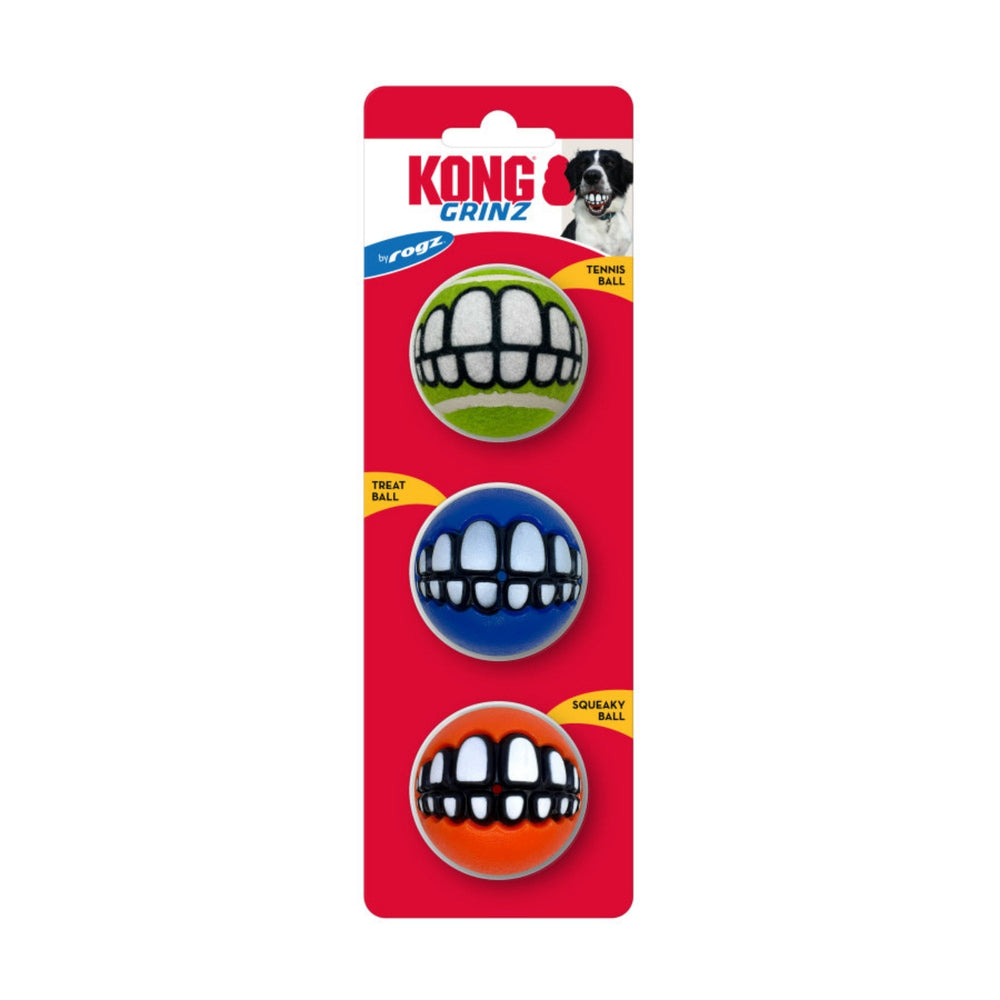 KONG Grinz by Rogz Variety Ball Dog Toys 1ea/SM, 3 pk - Pet Store X