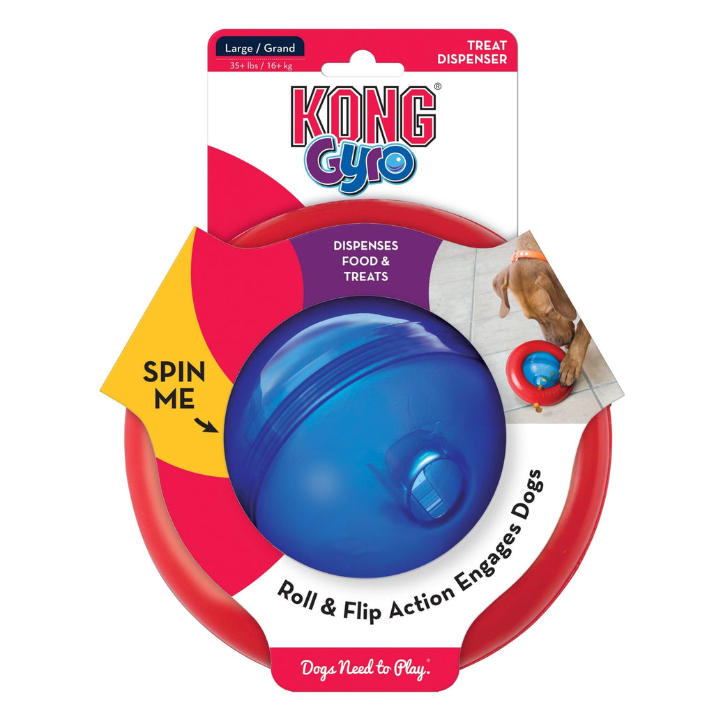 KONG Gyro Treat Dispenser Dog Toy Red/Blue 1ea/LG for your Pet Dog with Pet Store X.