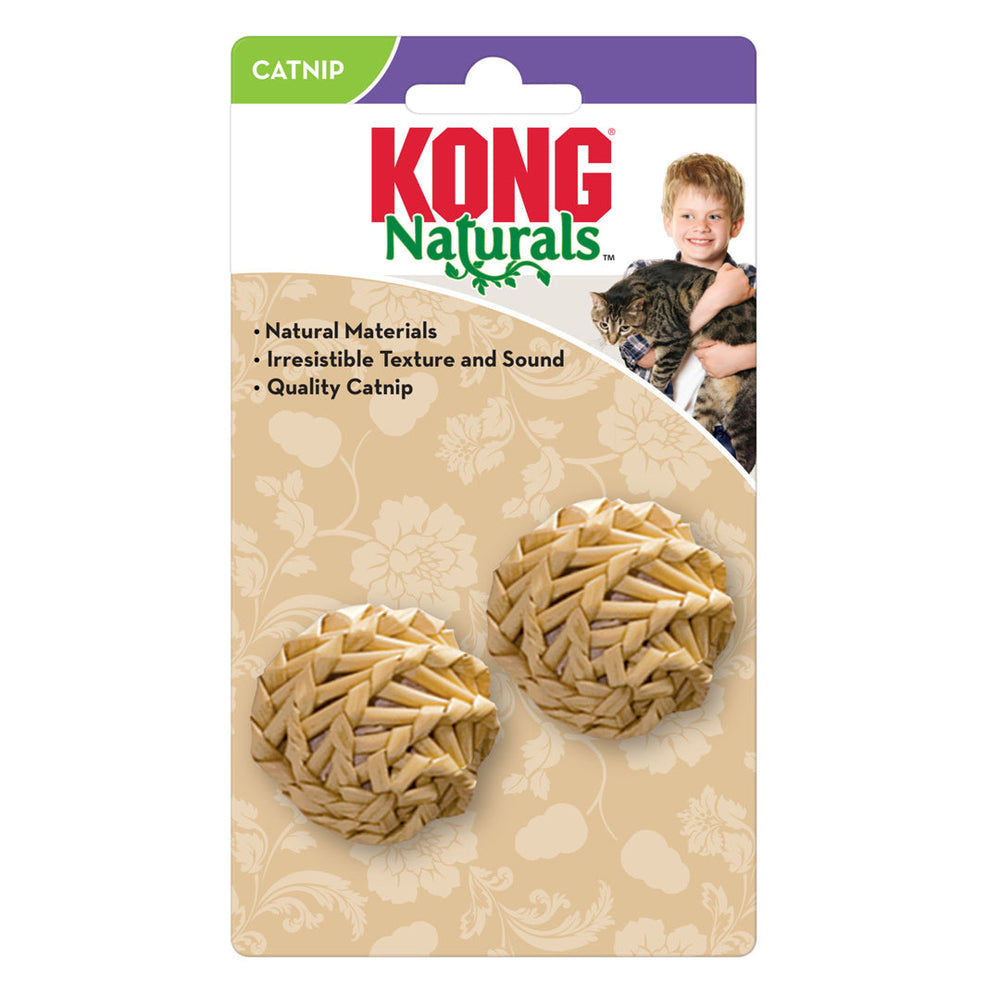 KONG Natural Straw Ball Catnip Toy Beige 1ea/One Size, 2 pk - Pet Store X