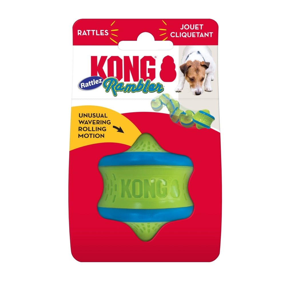 KONG Rambler Rattlez Dog Toy Swirl Ball, MD (2 pack) - Pet Store X