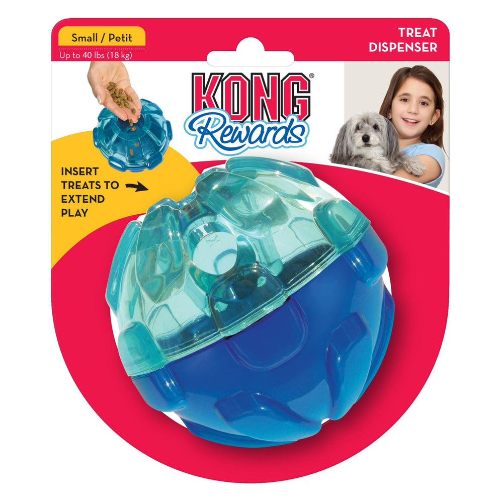 KONG Rewards Ball Treat Dispenser Dog Toy Blue 1ea/SM - Pet Store X