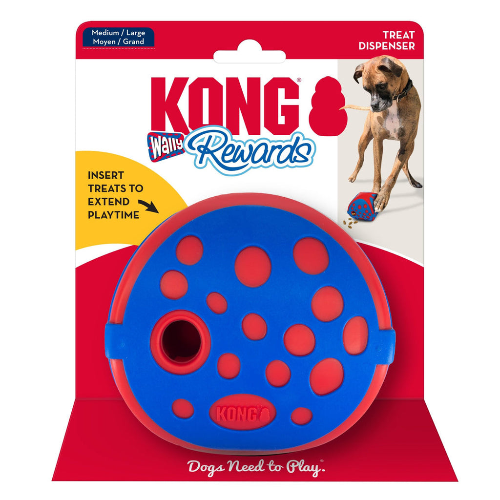 KONG Rewards Wally Dog Treat Dispenser Toy Blue/Red 1ea/MD/LG - Pet Store X