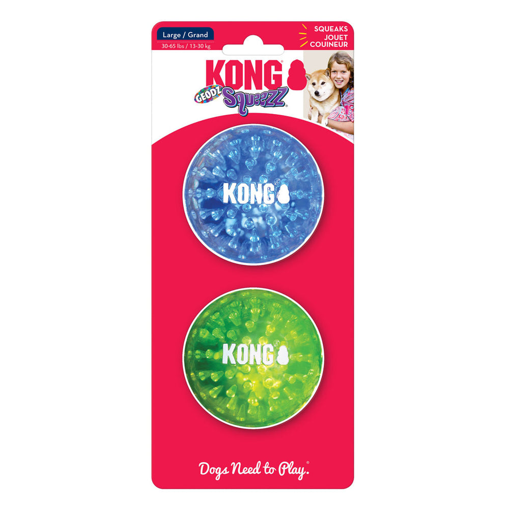 KONG Squeezz Geodz Squeaker Ball Dog Toy Assorted 1ea/LG, 2 pk - Pet Store X