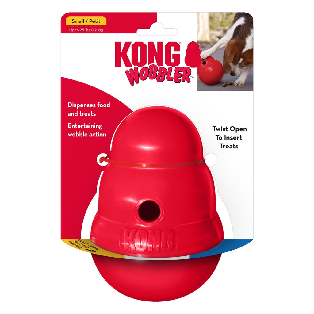 KONG Wobbler Food and Treat Dispenser Dog Toy Red 1ea/SM for your Pet Dog with Pet Store X.