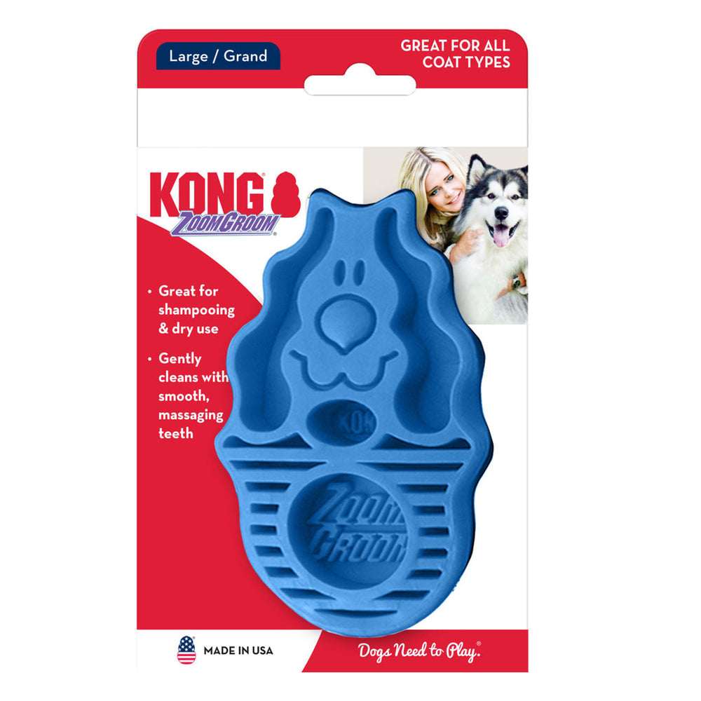 KONG Zoomgroom Rubber Dog Brush Boysenberry 1ea/LG - Pet Store X