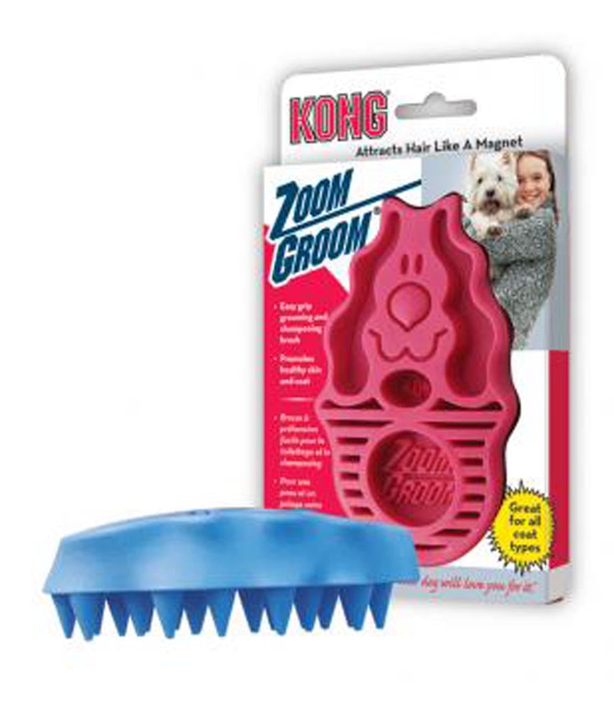 KONG Zoomgroom Rubber Dog Brush Boysenberry 1ea/LG - Pet Store X