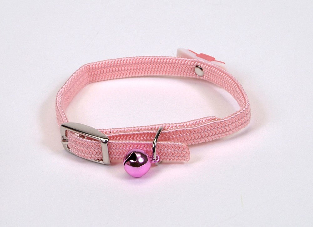 Lil Pals Elasticized Safety Kitten Collar with Jeweled Bow Pink 3-8 in x 8 in - Pet Store X