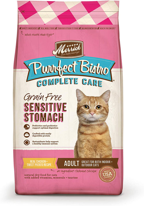 Merrick Purrfect Bistro Complete Care Sensitive Stomach Recipe 4Lb for your Pet Cat with Pet Store X!