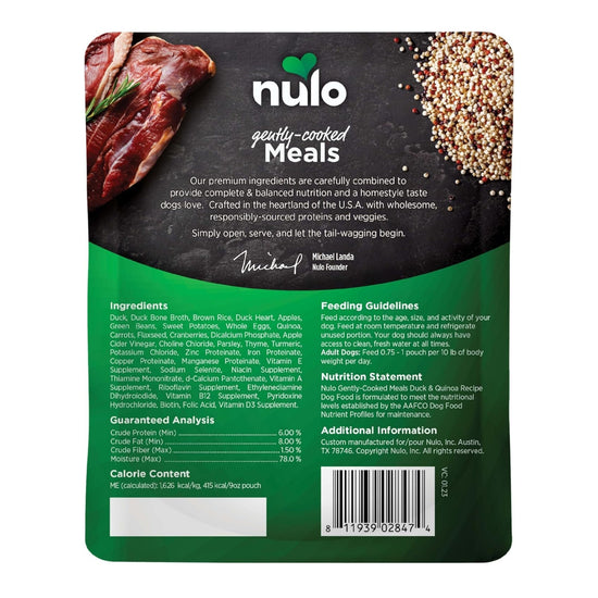 Nulo Dog Gently Cooked Duck Chicken & Quinoa 9oz. - Pet Store X