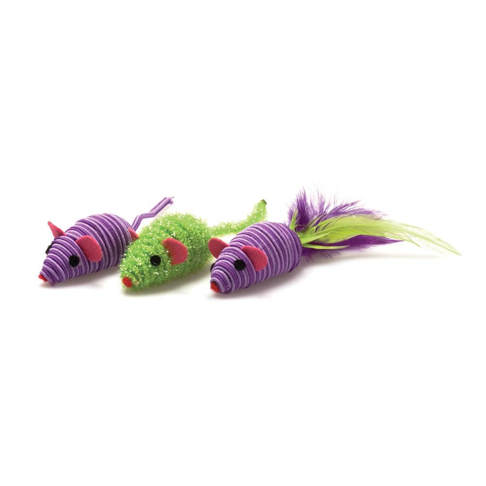 OurPets Three Twined Mice Catnip Toy Green, Purple 1ea/3 pk, Mass - Pet Store X