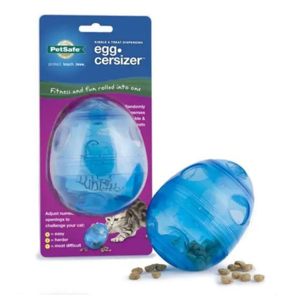 PetSafe Funkitty Egg-Cersizer Treat Dispenser Cat Toy Blue 1ea - Pet Store X