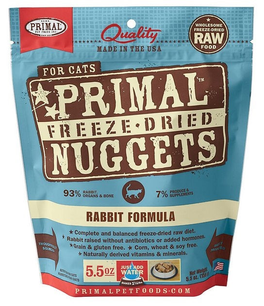 Primal Pet Foods Freeze Dried Food For Cats 5.5oz. Rabbit - Pet Store X