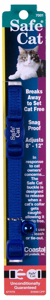 Safe Cat Adjustable Snag-Proof Nylon Breakaway Collar Blue 3-8 in x 8-12 in - Pet Store X