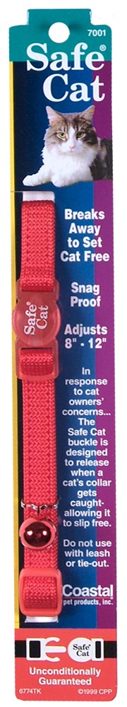 Safe Cat Adjustable Snag-Proof Nylon Breakaway Collar Red 3-8 in x 8-12 in - Pet Store X