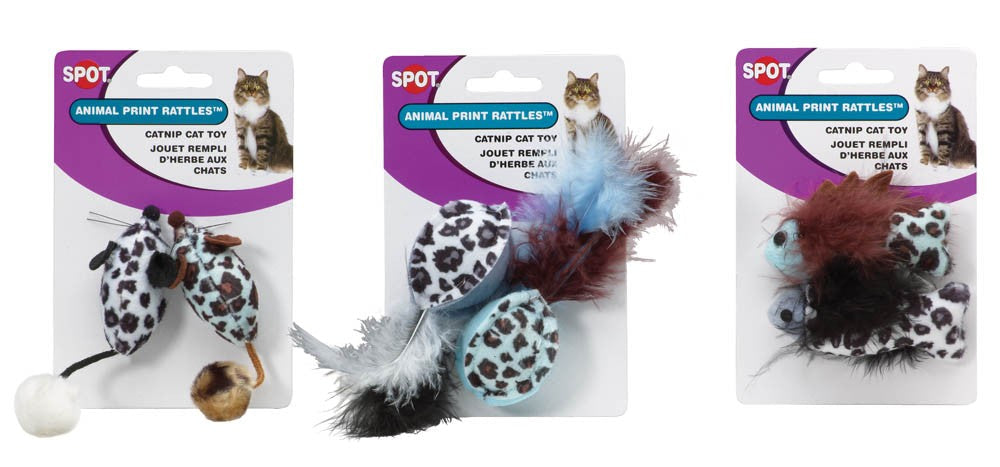 Spot Animal Print Rattle Catnip Toy Assorted 4.5 in 2 Pack - Pet Store X