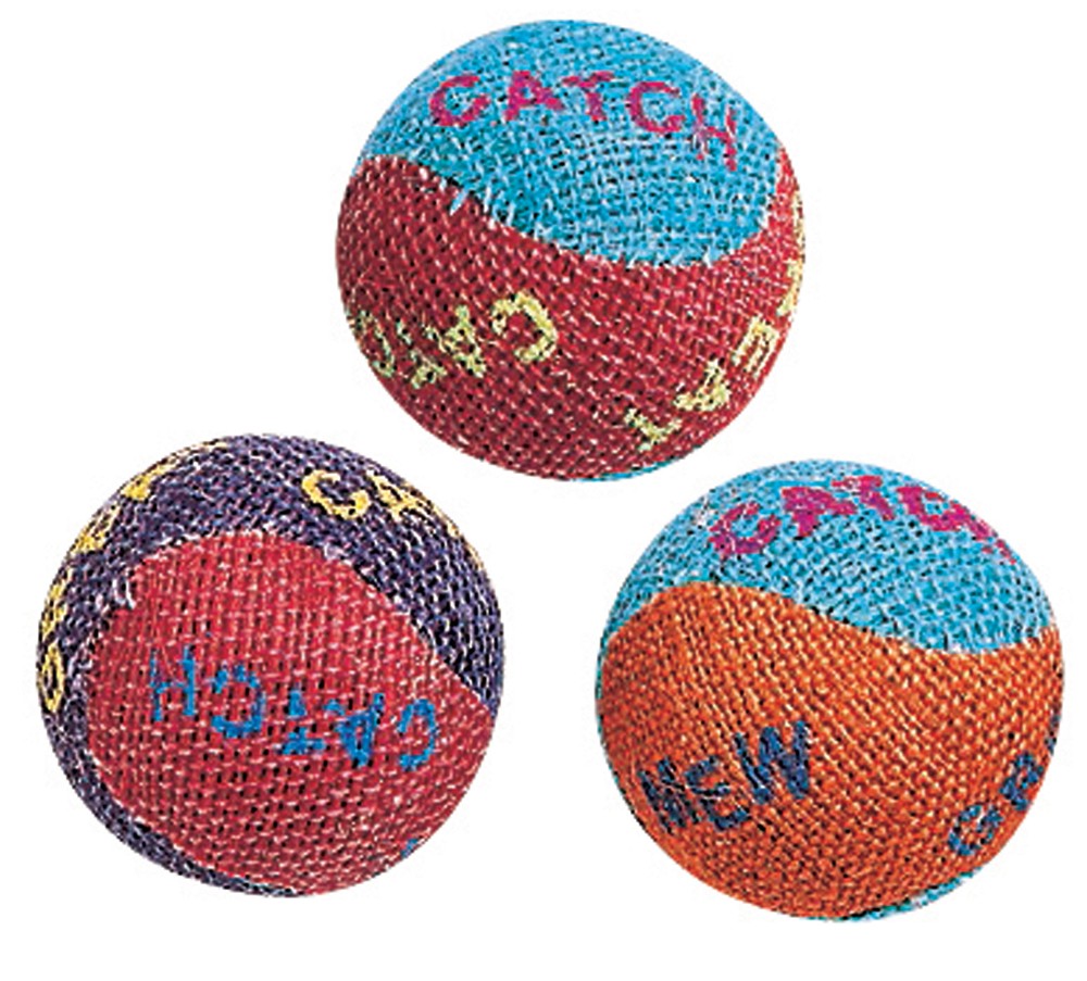 Spot Burlap Ball Catnip Toy Assorted 1.5 in 3 Pack - Pet Store X