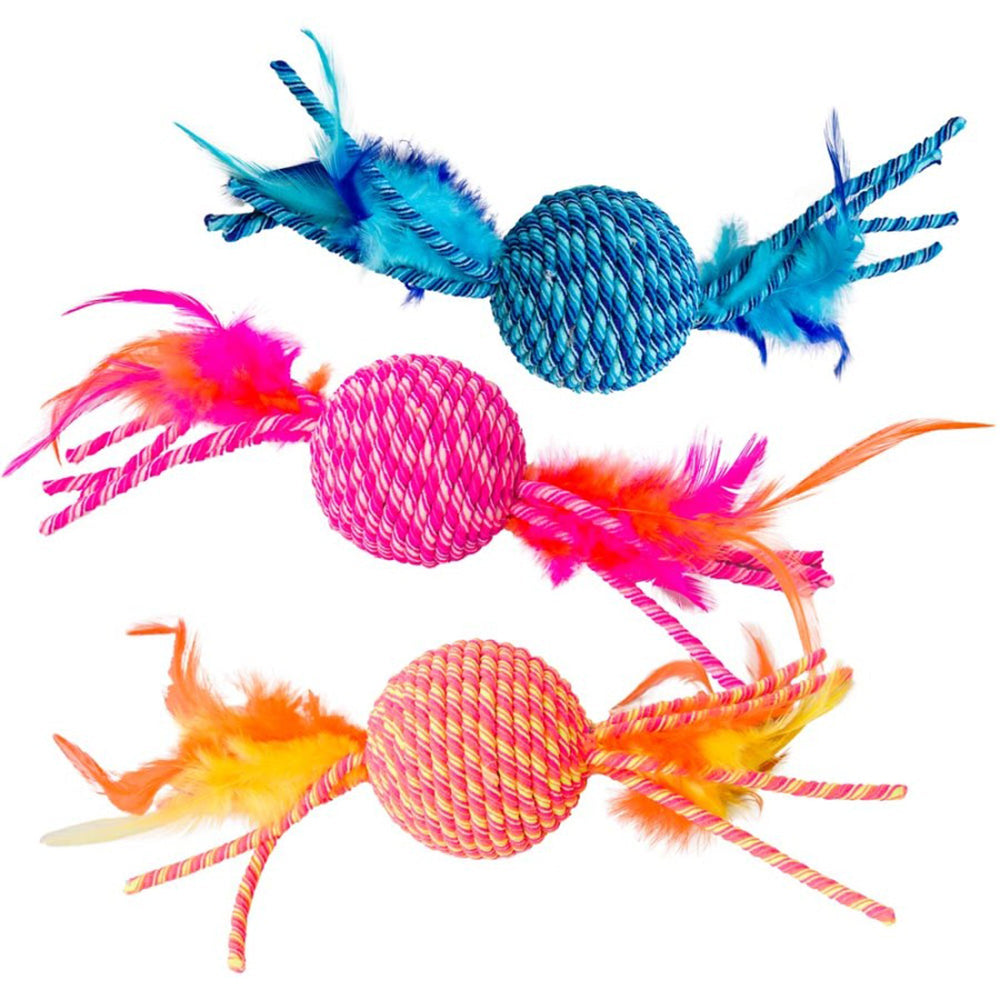 Spot Elasteeez Ball and Feathers Cat Toy Assorted - Pet Store X